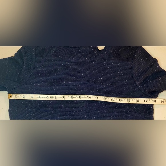 LOFT Flecked Button Back Swing Dress in Blue Multi - Size Small - Picture 8 of 11